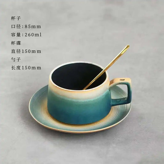 260ml Boutique Forest Color Ceramic Coffee Mug with Plate
