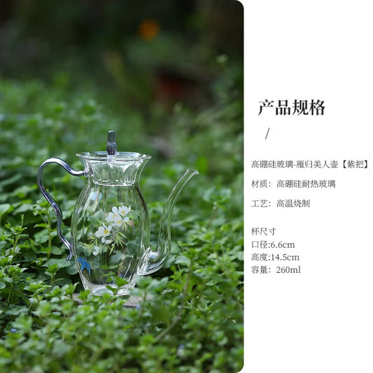 260ml Glass Swallow Coming Beauty Teapot 2