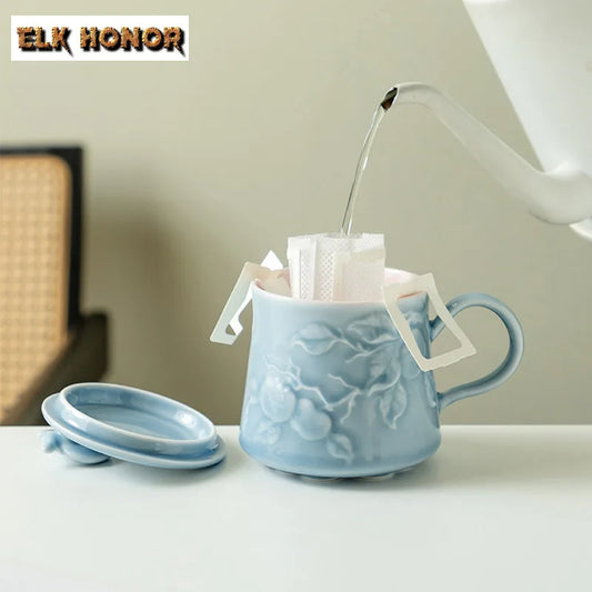 370ml Relief Carving Persimmon Coffee Mug