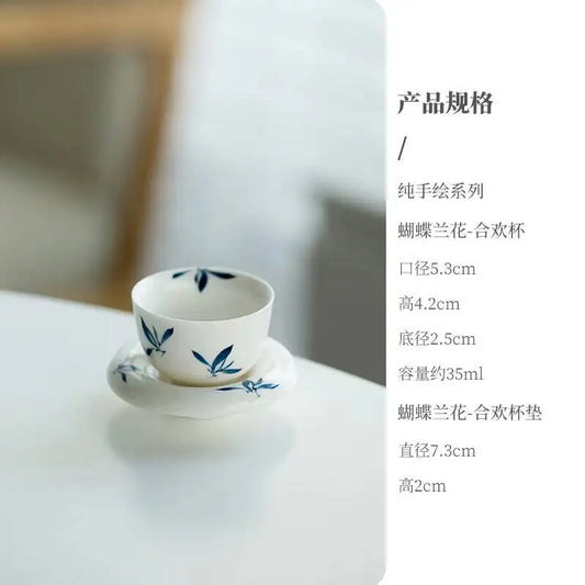 35ml Boutique Hand-painted Butterfly Orchid Tea Cup 2