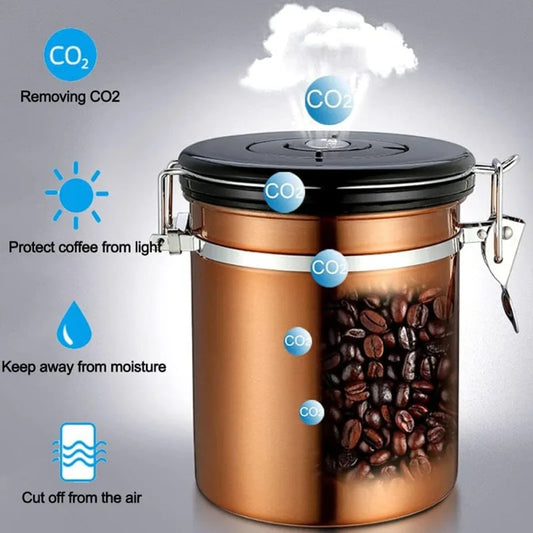 1.5/1.8L Stainless Steel Airtight Coffee Can