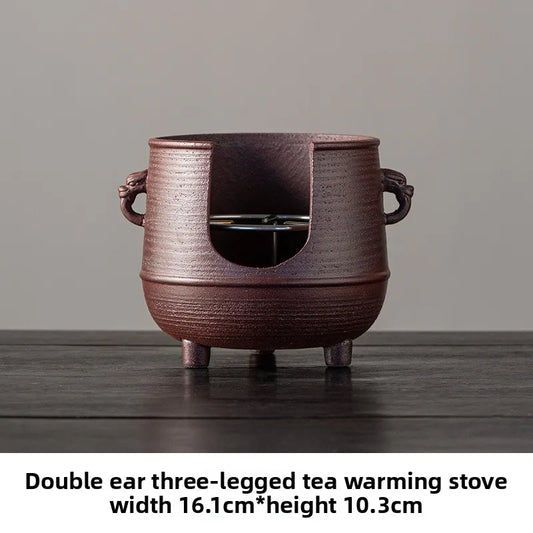 Retro Coarse Pottery Tripodia Tea Warmer
