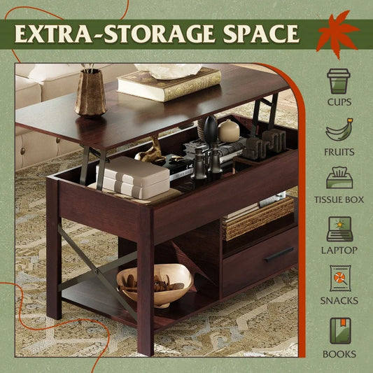 GALAXHERO Lift Top Coffee Table with Hidden Compartment Storage
