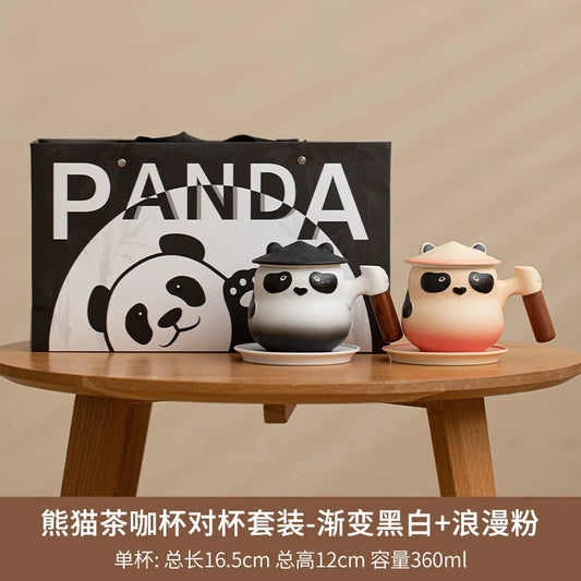 360ml Cute Panda Coffee Mug with Plate