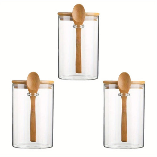 Airtight Glass Jars with Bamboo Lids