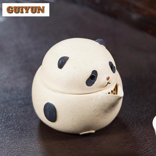 Yixing Purple Clay Teapot – Handmade Panda Design with Infuser