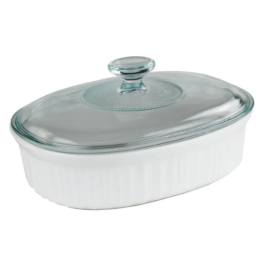 French White Ceramic Casserole Dish Set 2