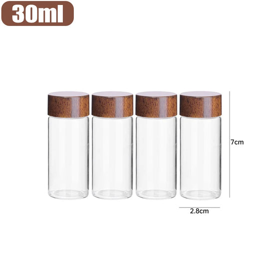 1PC Mini Glass Storage Bottle with Wood Lid