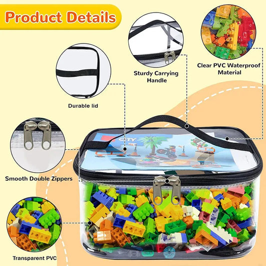 Transparent Mesh Zipper Toy Storage Bag