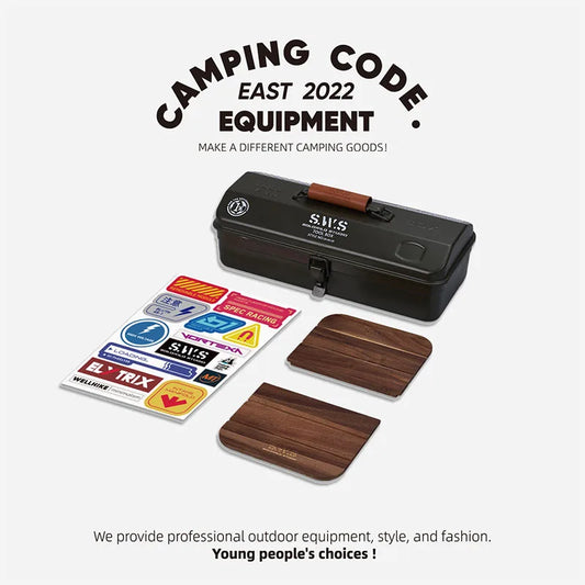 WELLHIKE Outdoor Toolbox Iron Box with Stickers