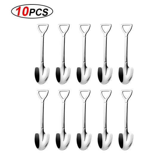 4/10PCS Stainless Steel Shovel Coffee Spoon Set